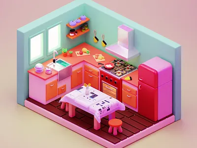 3d kitchen 3d illustration