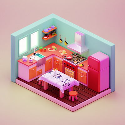 3d kitchen 3d illustration
