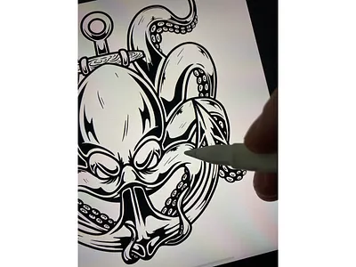 Octopus and anchor anchor design illustration logo nautical style octopus octopus tattoo procreate t shirt design tattoo