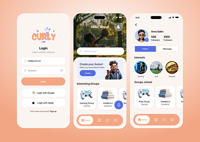 Curly Land Gen Z Social App UI adobe xd figma ui ux