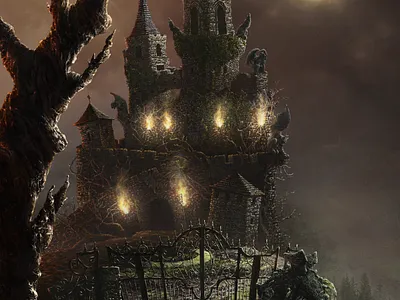 Castle castle dark design halloween illustration night sky