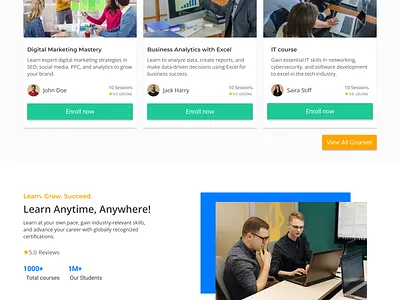 E-Learning website e learn e learning website e learning website landing page landing page ui