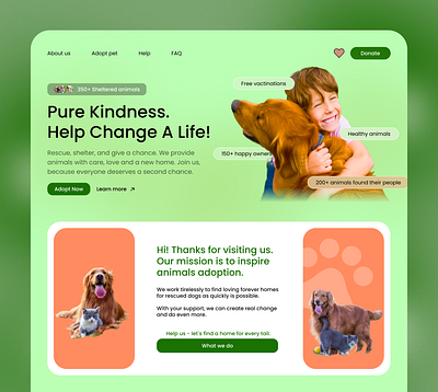 Animal shelter animal animals design dribbble figma landing page shelter ui ux uxui web web design