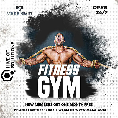 Banner for VASA GYM Designed By: Hive of Solutions banner branding graphic design hiveofsolutions identity logo