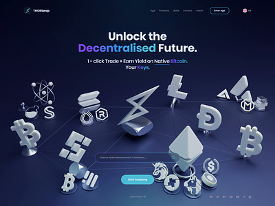 Crypto Landing Page 3d animation blender blockchain coins crypto cryptocurrency cryptomarket defi design figma finance icons landing page page swap thorswap web web design website
