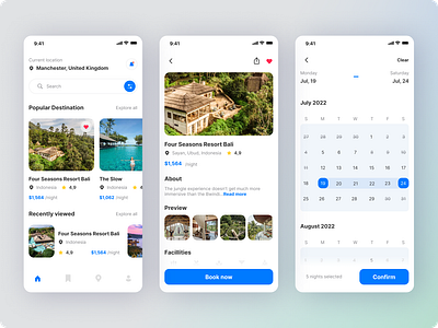 Booking App | Daily UI Challenge (holiday booking) account app book book now booking app calendar dailyui design figma flow hiloday holiday booking hotel hotel booking ios mobile study ui ui design ux