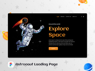 Astronaut Landing Page 2 astronaut clean design exploration landing page minimal space template ui ux