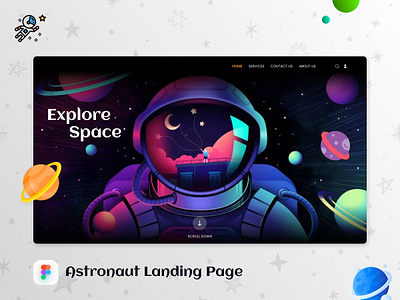Astronaut Landing Page 1 astronaut clean design exploration landing page minimal space template ui ux