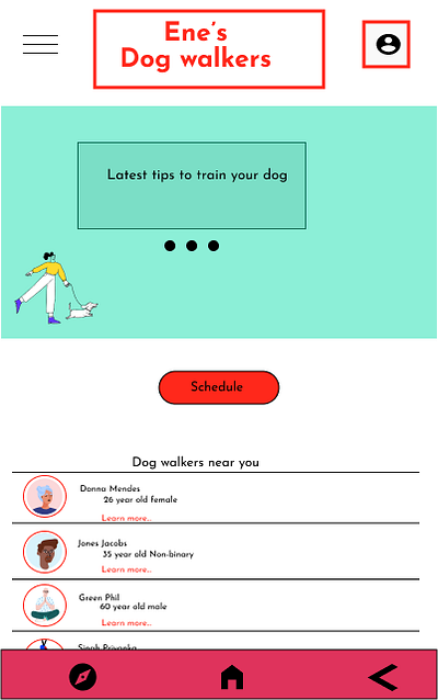 ENE'S DOGWALKER APP app branding mockup prototype ui