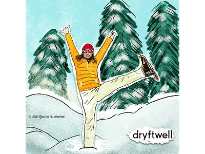 Snow scene - Dryftwell Project design dryftwell fun illustration lady men ski snow states travel trees us women