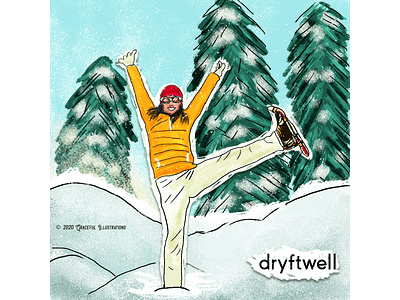 Snow scene - Dryftwell Project design dryftwell fun illustration lady men ski snow states travel trees us women