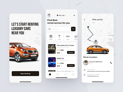 Rent a Car App UI design car app car rental app rent rent a car rental app rental service app ui ui design uiux user interface design ux uxdesign uxui