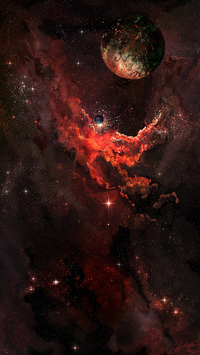 Crimson Nebula cosmos nebula planets space stars universe