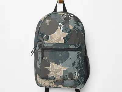Blossoming Backpack backtoschool bags blooming blossoming camo color colour floral florescence flowers gray palette redbubble school schoolbag schoolgirl seamless styled