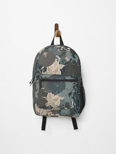 Blossoming Backpack backtoschool bags blooming blossoming camo color colour floral florescence flowers gray palette redbubble school schoolbag schoolgirl seamless styled