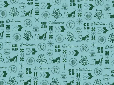 GB&D Branded Pattern badge brand branding dog greenville hand drawn icon illustration lettering logo modern pattern rebrand repeating restaurant set shapes typography vector vintage