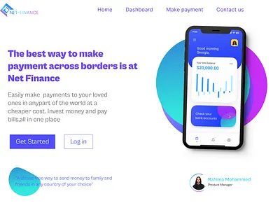 Fin-tech website hero page app design ui ux