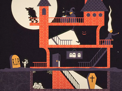 Welcome to Halloween Manor :) 2d animation animation animation 2d animation after effects gif halloween haunted illustration motion graphics motiondesign scary vector animation werewolf witch