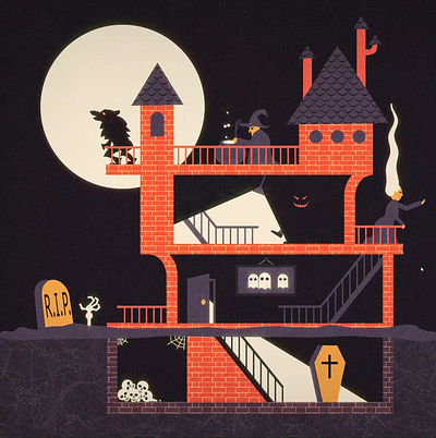 Welcome to Halloween Manor :) 2d animation animation animation 2d animation after effects gif halloween haunted illustration motion graphics motiondesign scary vector animation werewolf witch