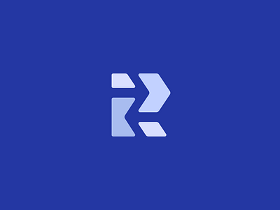 R mark arrows blue branding code coding connecting developer development geometric letter logo mark programming r software
