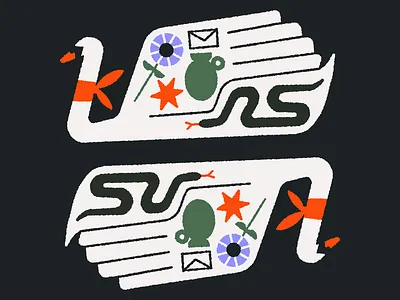 Carrier Swan flower garden geometric illustration letter nature pond procreate retrosupplyco snake star swan texture vase