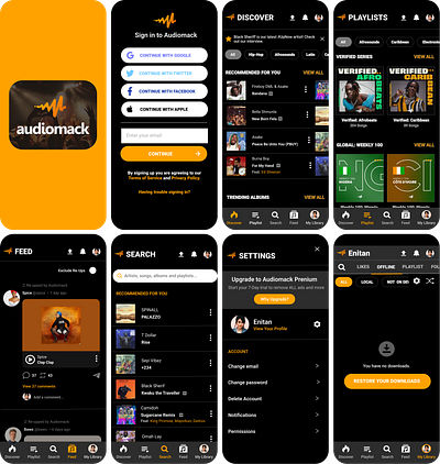 Audiomack design mobile ui