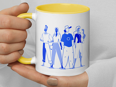 Flat Team Mug characters design colleagues community company friends human resources illustration lifestyle managers mug office people society startup talent scout talent scouting team team building teamwork together