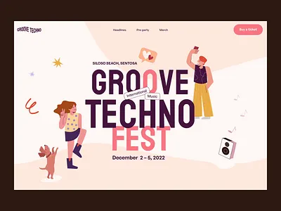 Groove techno home page interaction best website design dribbble design landing page landing page design party top design dribbble top website design dribbble ui user interface ux web web animation web design web interaction website