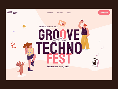 Groove techno home page interaction best website design dribbble design landing page landing page design party top design dribbble top website design dribbble ui user interface ux web web animation web design web interaction website