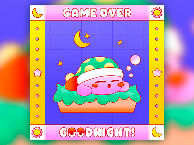 Peachtober22: Sleepy cartoon character character design colorful cute design dream flat graphic design grid illustration kirby layout line icon nintendo sleeping texture vector vector graphic videogames