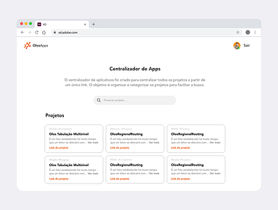 Centralizador de aplicativos ui