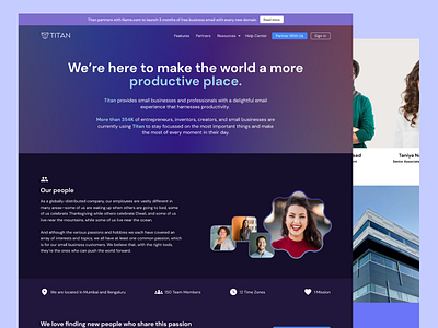 Titan - Business Email About Us Page Design aboutus branding cleandesign email emailmarketing productdesign titan trendingdesign ui uxdesign