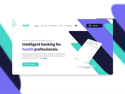Cure - Banking for health professionals 2d banking branding design fintech graphic design health illustration logo ui ux web web design