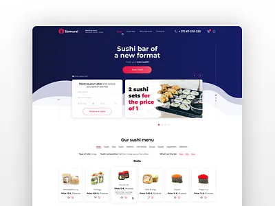 Samurai | Ecommerce sushi website design design ecommerce ecommerce website figma food food website restaurant restaurant website shushi website sushi ui ui design ui designer ux ux design ux designer web design web designer website website design