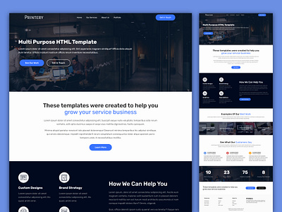 Printery - Multipurpose Website Template digital agency html template htmlcss ui design web design web development website template