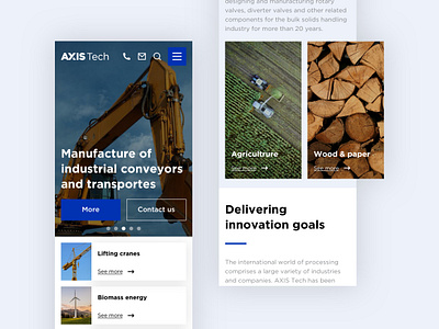 AXIS Tech - ecommerce platform for industrial equipment card content cover ecommerce header home home page landing machine menu minimal mobile modern responsive services slider store trendy ui ui ux