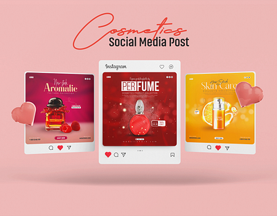 Cosmetics social media Instagram post banner design collection fishing social media kit
