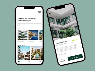 Hotel booking screens
