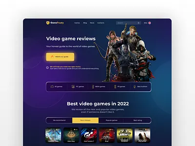 GameTrusty | Video game reviews website design design figma game game website gaming website graphic design ui ui design ui designer user interface ux ux design video games video games website web web design web designer website website design website designer