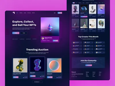Spacez - NFT Landing Page blokchain crypto wallet cryptocurrency digital nft futuristic gradient landing landing page marketplace nft nft landing page nft marketplace nft website platform token ui web 3 web design web3 website