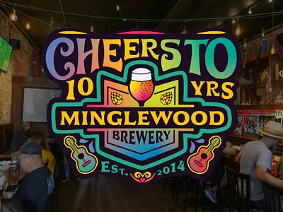 Minglewood Brewery 10 Year Anniversary Branding branding brewery branding brewery design brewery logo event design event poster graphic design logo poster design tie dye design