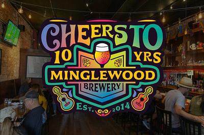 Minglewood Brewery 10 Year Anniversary Branding branding brewery branding brewery design brewery logo event design event poster graphic design logo poster design tie dye design