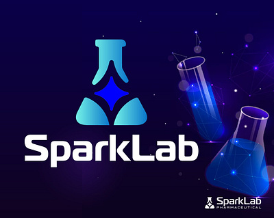 SparkLab analysis chemical chemist clinic creative health hospital lab logo laboratory logo logo design medecine pharma pharmaceutical research spark logo star