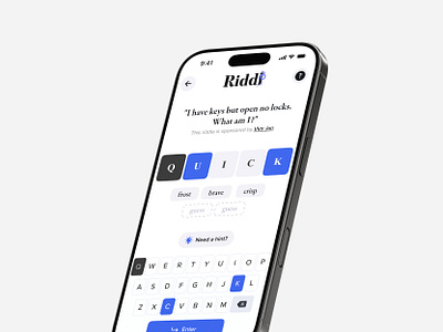 Riddl - Sleek & Fun Wordle game app app design game design graphic design iphone mobile mobile app mockup ui word wordle