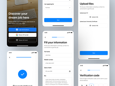 Registration & login process adobe xd app circular design dribbble figma graphic design ios job login login process mobile app ui registration process reset signup simple ui ui design ux design