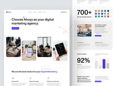 Ahoyy - Digital Marketing Agency Landing Page agency company creative agency design digital agency digital marketing hero homepage landing page portfolio studio ui ux web design website
