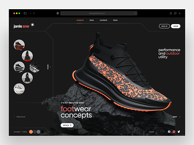 Janis Sne Website UI Concept 3d clean clothing concept digital ecommerce eshop footwear homepage inspiration landing nike nikes sgi shoes sneakers ui ux webdesign website