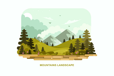 Mountains Landscape Vector Illustration blue