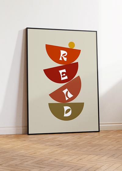 R E A D Art Print art print design graphic design mid century modern retro