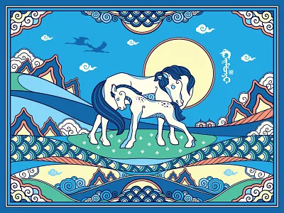 SpiritHorse series-03 art artwork design digital art graphic art graphic design horse illustration mongolia mongolstyle moshu art ondo design spirit vector